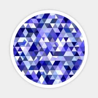 Blue and White Abstract Imperfect Triangles Mosaic Magnet